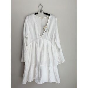 NWT Faherty Dune Cotton Gauze Ocea Dress White Organic Cotton Midi WDS2562